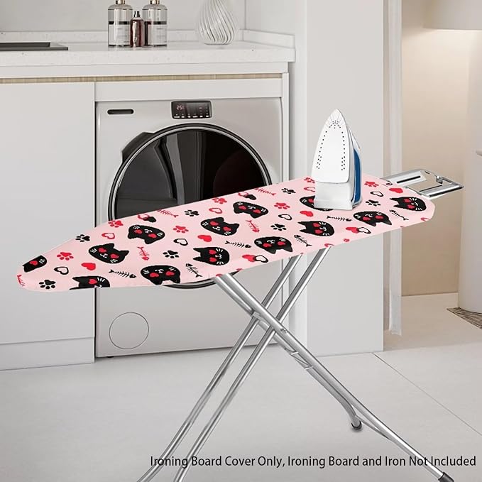 Cat Design Ironing Board Cover and Pad, Standard Size 16x55 inche Thick Padding