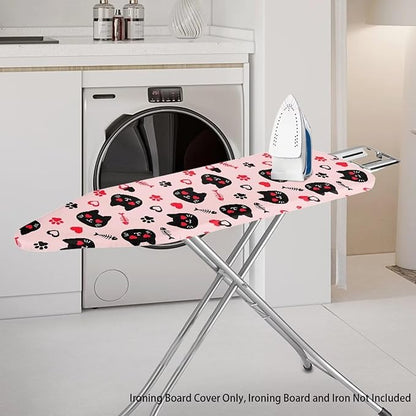 Cat Design Ironing Board Cover and Pad, Standard Size 16x55 inche Thick Padding