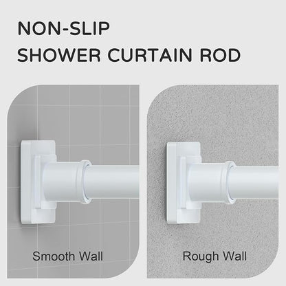 UIOSANRT White Shower Curtain Rod 31-68 Inches Non-Slip Shower Rod Tension Mounted No Drill Shower Curtain Rods Spring Tension Rod Adjustable Tension Curtain Rod for Windows Bathroom