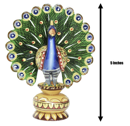 Tarini Gallery Wooden Dancing Peacock Traditional Indian Rajasthani Home Decor Decoration Table Décor Showpiece & Gifting (Size- 5")