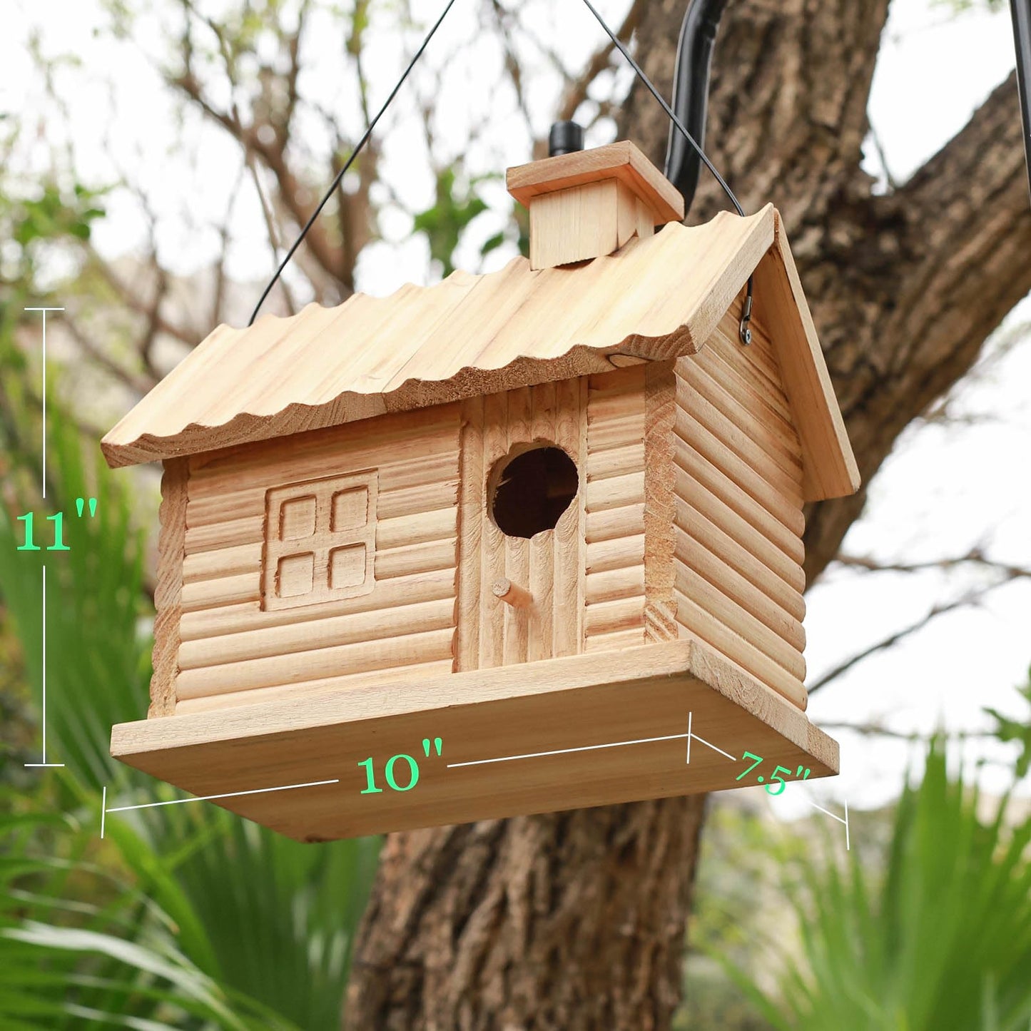 Bird House Outside Outdoor Bird Houses Wooden Bird Hut Clearance 2 Hole Bluebird Finch Cardinals 2 Rooms Hanging Birdhouse for Garden Viewing