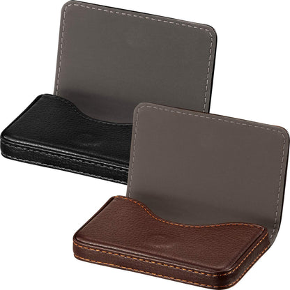 Outus 2 Pcs Business Card Holder, PU Leather Business Card Case Pocket Wallet with Magnetic Shut for Valentines Gift Adult(Black and Coffee)
