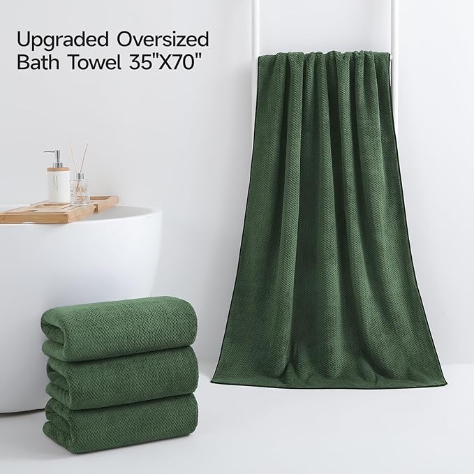 REDKISS 4 Pack Premium Bath Towels, Plush Coral Fleece Towels