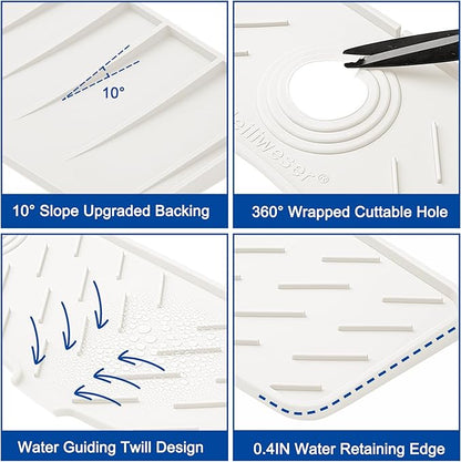 Meiliweser Faucet Mat for Kitchen Sink – 24” x 5.1” Extra-Long Silicone Splash