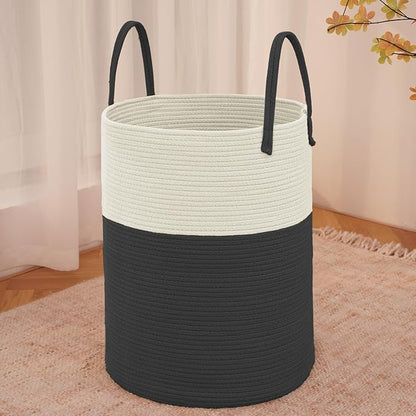 Large Woven Laundry Basket Hamper, 80L Cotton Rope Storage Bin