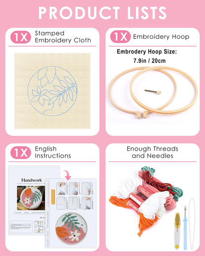 TINDTOP Punch Needle Kits, Punch Embroidery Kits for Adults Beginner, Tool with Punch Needle Fabric, Hoops, Yarns and Sewing Needles