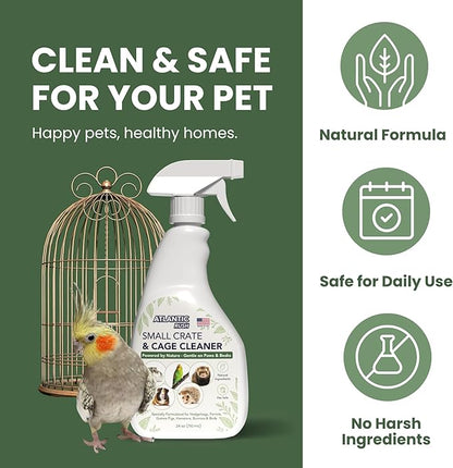 Atlantic Rush Small Animal Cage Cleaner Spray- 24oz Bottle Cage and Crate Cleaner for Guinea Pig, Hamster, Rabbit, Ferret, & Birds- Cage Cleaning Supplies Odor Eliminator (2)
