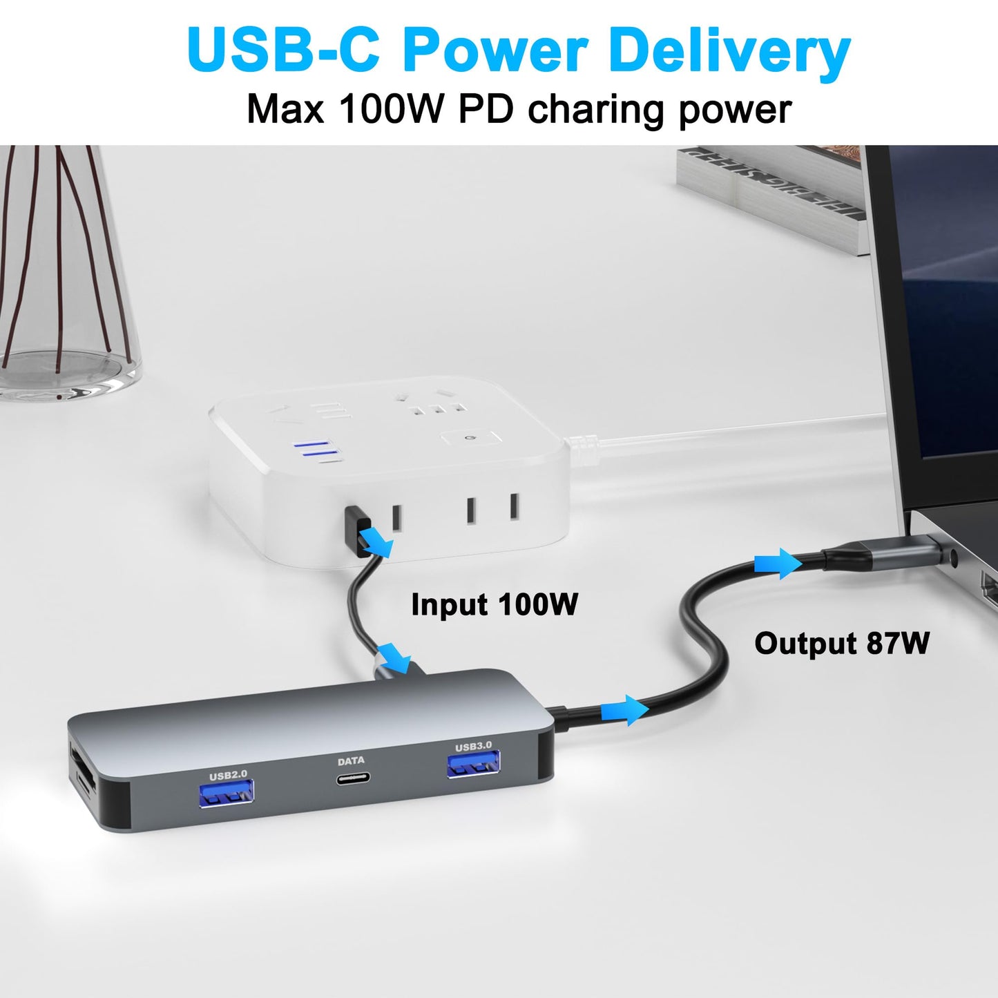 Laptop Docking Station Dual Monitor for Dell/HP/Lenovo/Mac, HDMI Splitter for Dual Monitors Extended Display, Dual Monitor Adapter 4K@60hz, USB C Docking Station for Laptop with HDMI/USB/PD/SD/TF