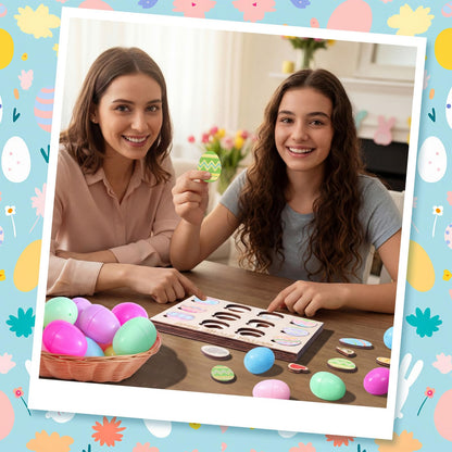 Ceenna Resurrection Easter Story Game with Wooden Board, 12 Egg Cards, 11 Symbolic Puzzle, 12 Plastic Eggs, Interactive Resurrection Learning Activity for Kids Multi-layer Faith Based Easter Gift Set
