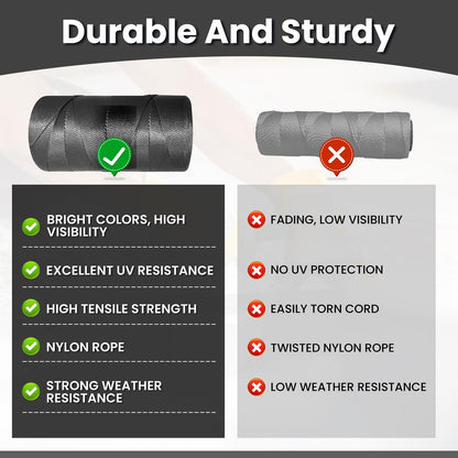 NEWSEED 5 Rolls Mason Line, 1300FT Per Roll #18 Nylon String Line, Nylon Twine for Gardening, Masonry Tools, Construction Layout, Crafting DIY Project, Fluorescent Black