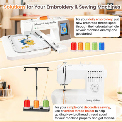 New brothread 63 Colors Compatible with Brother Polyester Embroidery Machine Thread Kit 500M (550Y) Each Spool Compatible with Brother Babylock Janome Singer Pfaff Bernina Embroidery Sewing Machine