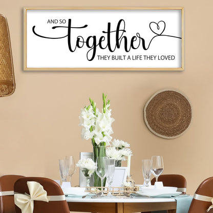RLWangChao And So Together They Built A Life They Loved Sign Wall Decor 40"x15" Above Over Bed Master Bedroom Large Wood Framed Wall Hanging Art (Wood)