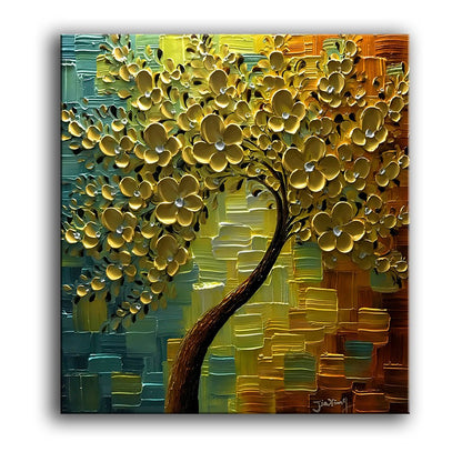 YaSheng Art - hand painted Wall Art, Modern Abstract 3D Textured Wall Art ,Golden Floral Oil Paintings ,Wall Art for Living Room, Bedroom Wall Decor, Framed Wall Art,Office Home Wall Decor Artwork 24x24inch