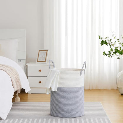 VIPOSCO Large Laundry Hamper, Tall Woven Rope Storage Basket