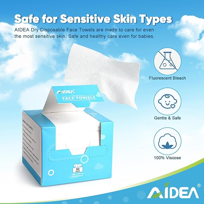 AIDEA Face Towels Disposable-100Ct, Clean Facial Towelettes