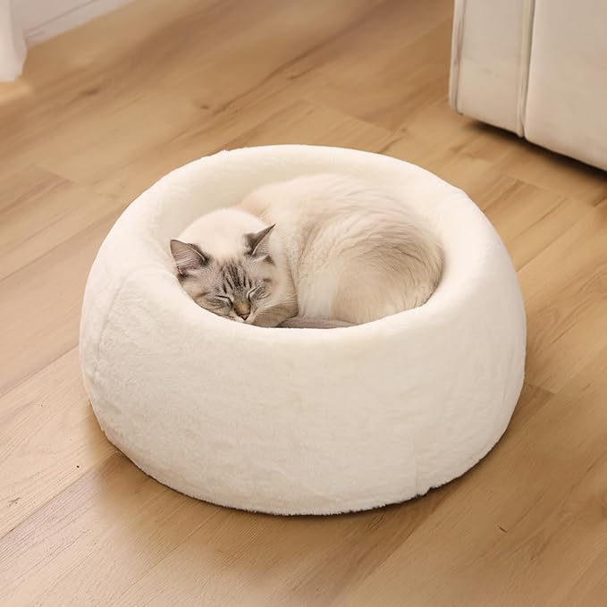 PAWSPIK Perfect Comfort Orthopedic Faux Rabbit Fur Memory Foam Cat & Small Dog Bed