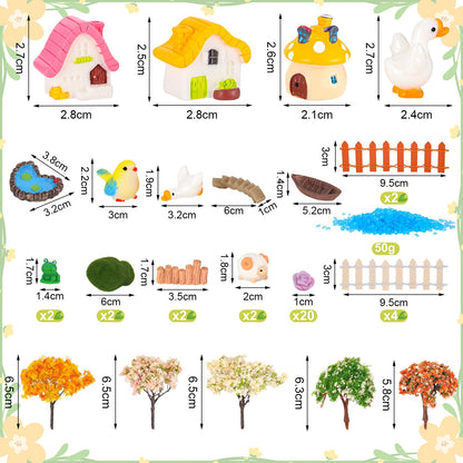 118 PCS Mini Fairy Garden Accessories Kit Cute Miniature Garden Decorations Set Tiny Figurines for DIY Micro Landscape Terrarium Dollhouse Succulent Craft Decor Potted Horticulture Ornaments
