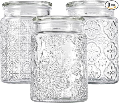 Adodeen 24oz Wide Mouth Mason Jars, 3-Pack Glass Jars With Lids, Pickle Canning Jars For Candy, Sugar, Coffee, Tea, Spice, Cookie, Dishwasher Safe