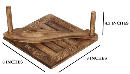 eTroves Wooden Napkin Holder Flat Tray Weighted Fish Shape Bar on Top With Toothpick Holder, 8 Inch, Brown