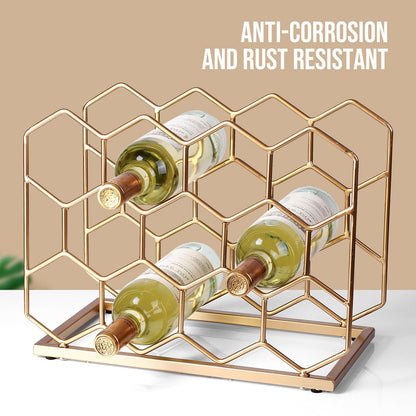 Drincarier 14 Bottle Countertop Wine Rack - Freestanding Modern Gold Metal Wine Rack - Tabletop Wine Holder Stand for Cabinet, Pantry, Wine Bottle Storage……