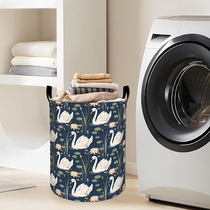 Elegant Swan Laundry Basket