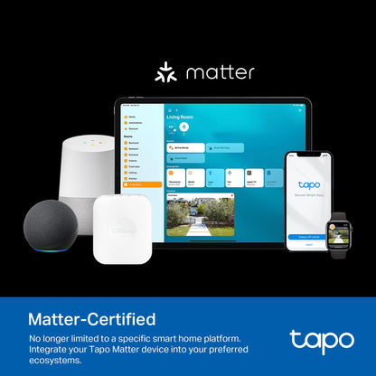 Tapo Outdoor Smart Dimmer Plug for Outdoor Lights, Matter, App Control, IP65 Weather Resistant, Works with Siri, Alexa, Google, ETL Certified, Energy Monitoring,150WLED/CFL, 2.4GHZ WiFi Only, P430M