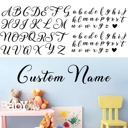 Custom Name Wall Stickers Personalized Name Vinyl Decals for Baby Kids Room Wall Decor Custom Names Sign for Backdrop DIY Alphabet ABC Sticker for Nursery Toddler Bedroom Playroom Home Decorations
