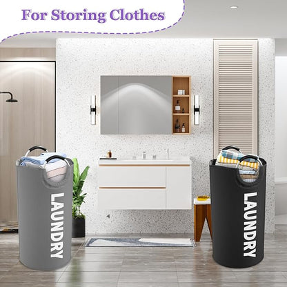 2Pcs Large Laundry Hamper for Adult, 95L Folding Clothes Basket