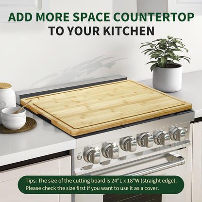 24"X18" Bamboo Cutting Boards for Kitchen, Extra Large Wood Cutting Board with Deep Juice Groove & Handle