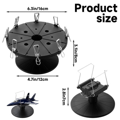 Yalikop 2 Sets Spray Work Painting Stands Rotating Model Painting Stand Holders with 8 Pcs Crocodile Clips Plastic Miniature Holder Base Tools for DIY Model Cars Airplanes Airbrush Hobby Parts