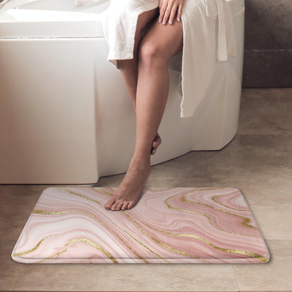 Britimes Marble Pink Bathroom Rug Set of 2, Washable Cover Floor Rug Carpets Floor Bath Mat Bathroom Decorations 16x24 and 20x32 Inches