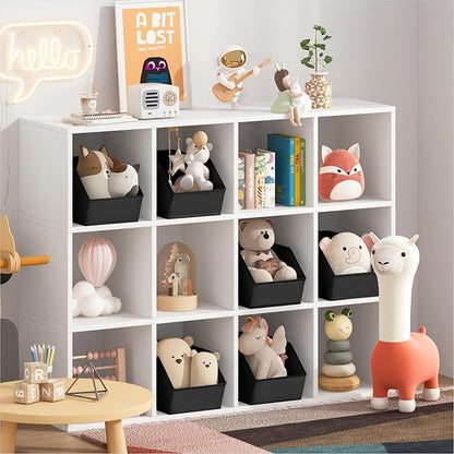 Homsorout Large Closet Storage Cubes - Closet Storage Bins with Dual Handles for Clothes, Towels, Toys, Shelf Organizer Bins for Bedroom, Nursery, Shelves, Small Spaces, Black, 3 Pack