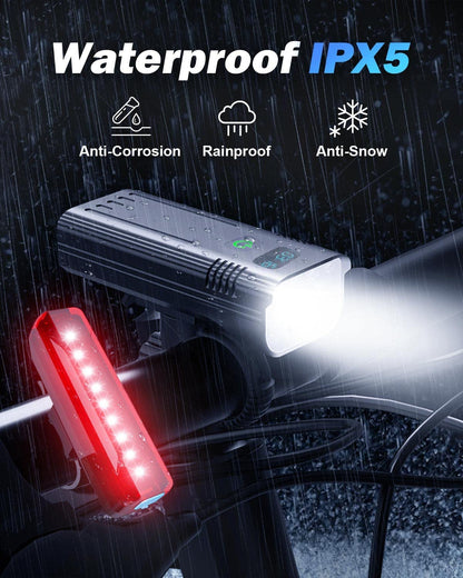 Victoper Bike Light, High Lumens Super Bright Bicycle Lite, 6+4 Modes USB Rechargeable Bike Headlight & Taillight Set, Waterproof Safety Bike Front & Rearlight for Road, Mountain, Night Riding