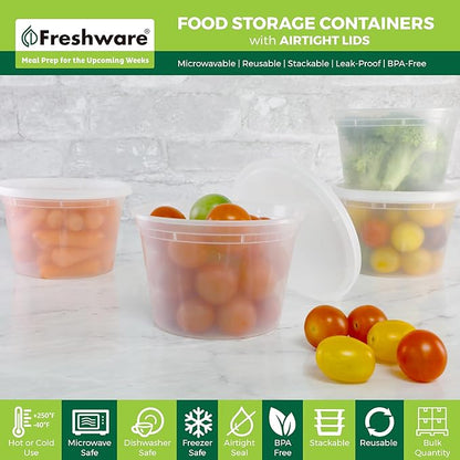 Freshware Food Storage Containers 16 oz Plastic Deli Containers