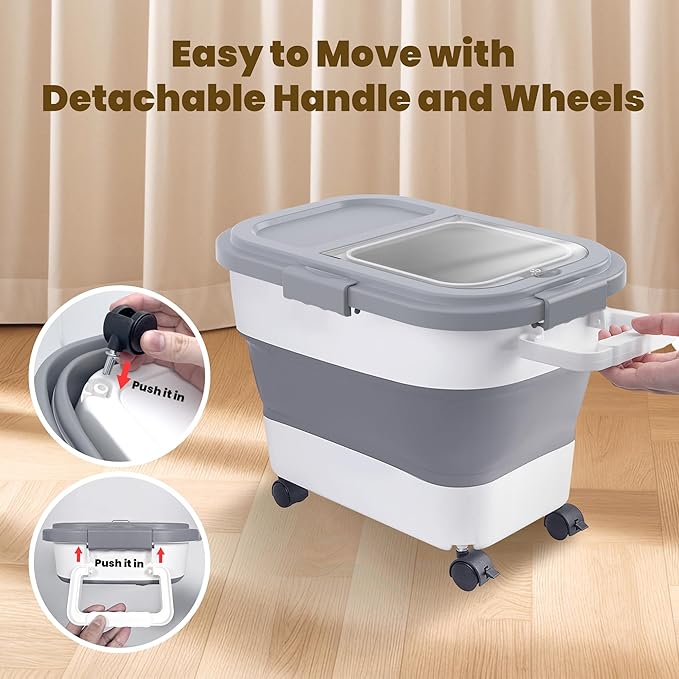 HOYTAMDA 20-30Lbs Rice Container, Collapsible Airtight Food Storage Containers