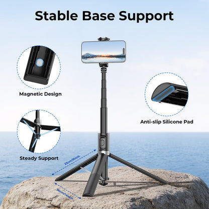 Kaitezenz 0.01s Auto Pop Open 63" Phone Tripod for iPhone with Remote, Selfie Stick Tripod Stand Extendable with Cell Phone Clip, Compatible with iPhone for Travel Video Recording Live Stream Vlog