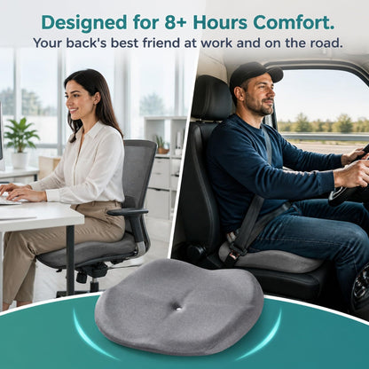 Cxprctpu Memory Foam Seat Cushion with Pressure Relief for Office Chair, Car, Wheelchair, and Sofa, Doctor Recommended Orthopedic Cushion for Tailbone Pain, Sciatica, Hip Back Support, Non Slip, Grey