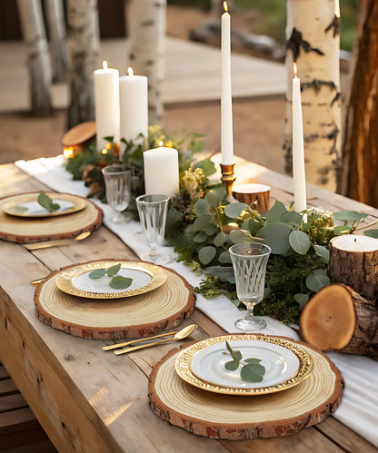 Large Unfinished Natural Wood Slices - 6 Pcs Natural Round Discs Rustic Wood Slices 7.9-9 Inch Wooden Tree Bark Discs for DIY Crafts Centerpieces Table Base Decoration Wedding Ornaments Coasters