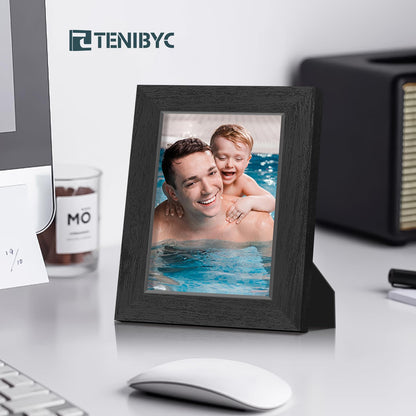 TENIBYC 5x7 Picture Frames Set - 3 Pack - Black Solid Wood Poster Frame - Tempered Glass - Exclusive Woodgrain - Rooms, Offices, Gallery, Studio, and Hallway, Wall Display Decor