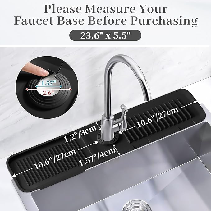 PoYang 24 Inch Faucet Mat for Kitchen Sink Splash Guard Behind Faucet, Sink