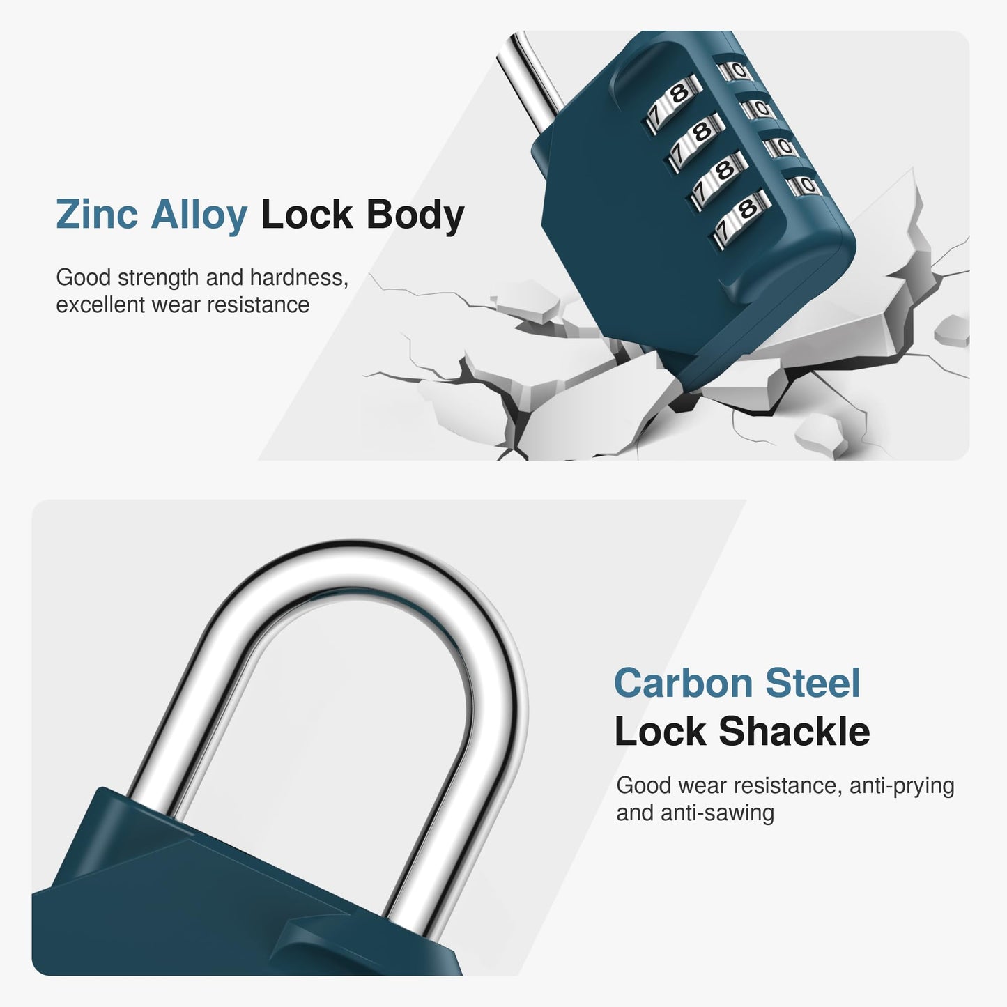 Puroma Combination Lock 4 Digit Waterproof Locker Locks Secure Outdoor Padlock for Gym Lockers, Toolboxes, Gates, Fences, Storage, Sports Locker (Peacock Blue)