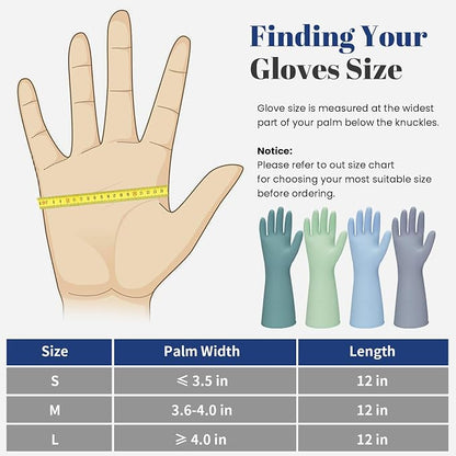 Rubber Kitchen Dishwashing Gloves - 4 Pairs Colorful Reusable Household Cleaning Gloves For Washing Dishes And Cleaning Tasks，Flexible And Durable Waterproof (Small, Dark Green+Blue+Green+Gray)