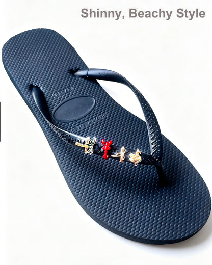 UGNBIRKEN Removable Flip Flops Charms Jewelry, Shoe Jewelry & Slipper Beach Sandal Strap Ornament, Women Fashion Footwear Decoration for Flipflops Summer DIY A