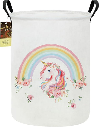 HUNRUNG Laundry Hamper, Large Canvas Fabric Lightweight Storage Basket Toy