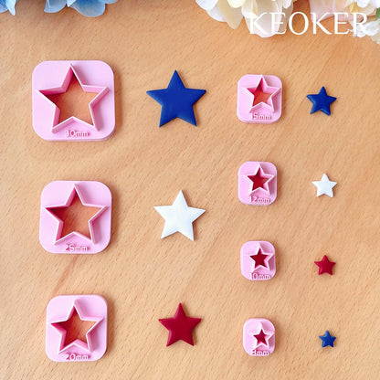Keoker Stars Clay Cutters - 7 Pcs Fourth of July Polymer Clay Cutters, Independence Day Clay Earring Cutters, 4th of July Clay Cutters, Stars Polymer Clay Cutters (Stars)