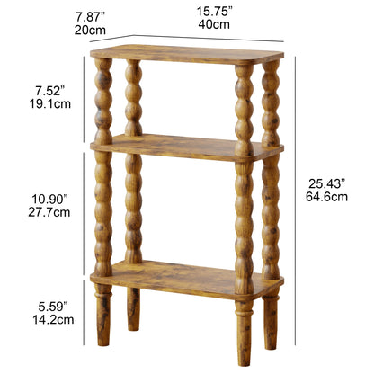 Veegle Side Table, Small End Table with Storage Shelf, 3-Tier Small Coffee Tables for Living Room Bedroom Narrow Spaces(Rustic Brown)