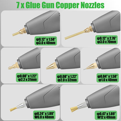 MONVICT Full Size Hot Glue Gun with 7 Copper Nozzles,120W Dual Temperature Switching, 3 Silicone Finger Covers, Corded Detachable Cord Use Stand-Up Base Anti-drip for Art DIY Craft repair