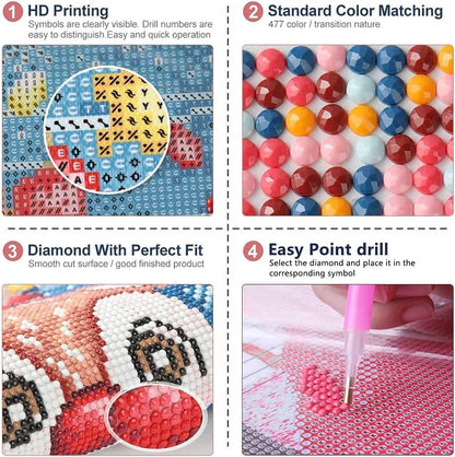 DAZZLEDOTS Diamond Art Kits for Adults, 4-Pack Disco Ball Diamond Painting Kits for Beginner Round 5D Full Drill Diamond Dots Crafts for Home Wall Decor Gifts 12x16 Inch