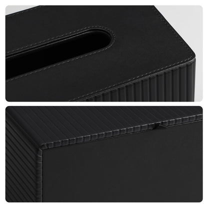 MEIBOOCH PU Leather Tissue Box Cover for up to 3.9" High Boxes, Rectangle Tissue Box Holder for Bathroom Bedroom Living Room Office (Black)