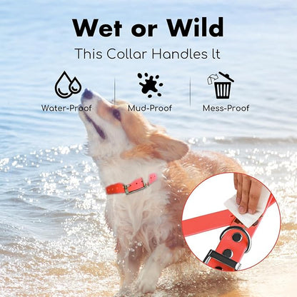 4.2FT Dog Collar and Leash Set, PVC Waterproof Adjustable Odor Proof Pet Collars Leashes, Easy to Clean, Surface 3D Cube Effect, Dog Leash for Small Dogs, Orange